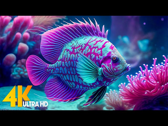 Aquarium 4K VIDEO (ULTRA HD) - Beautiful Coral Reef Fish - Sleep Relaxing Meditation Music class=