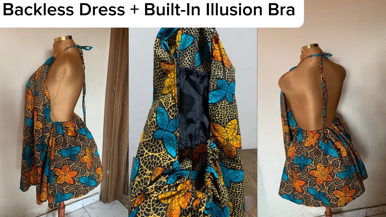 DIY: Plus Size Backless Dress with Built-In Illusion Bra#backlessdress  #plussizesewingtutorial