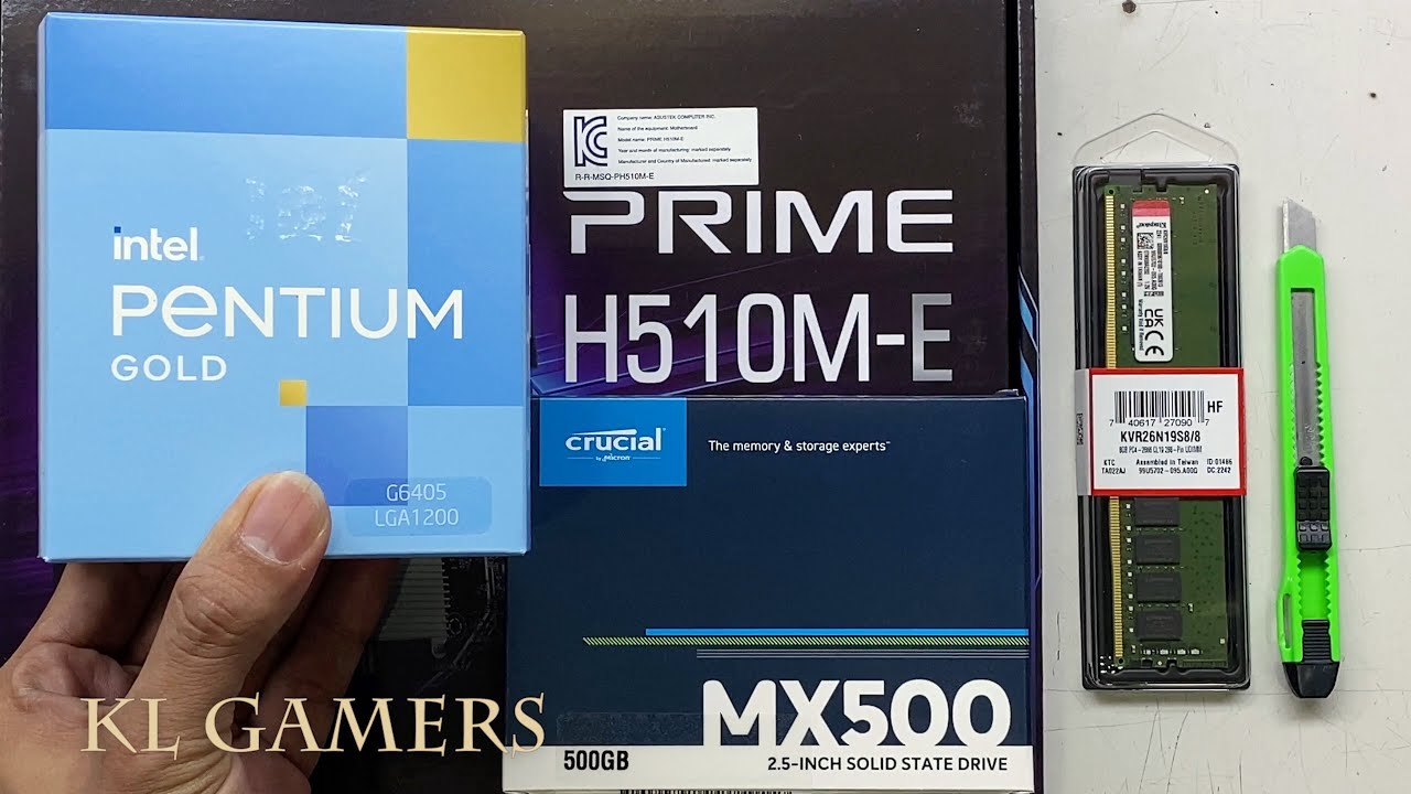 intel Pentium GOLD G6405 ASUS PRIME H510M-E CSM Crucial MX500 SLIM Desktop  PC Build