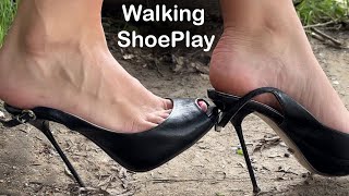 Aliona In Nando Muzi High Heels Walking With A Straps Down, Slingback Walking, Shoeplay