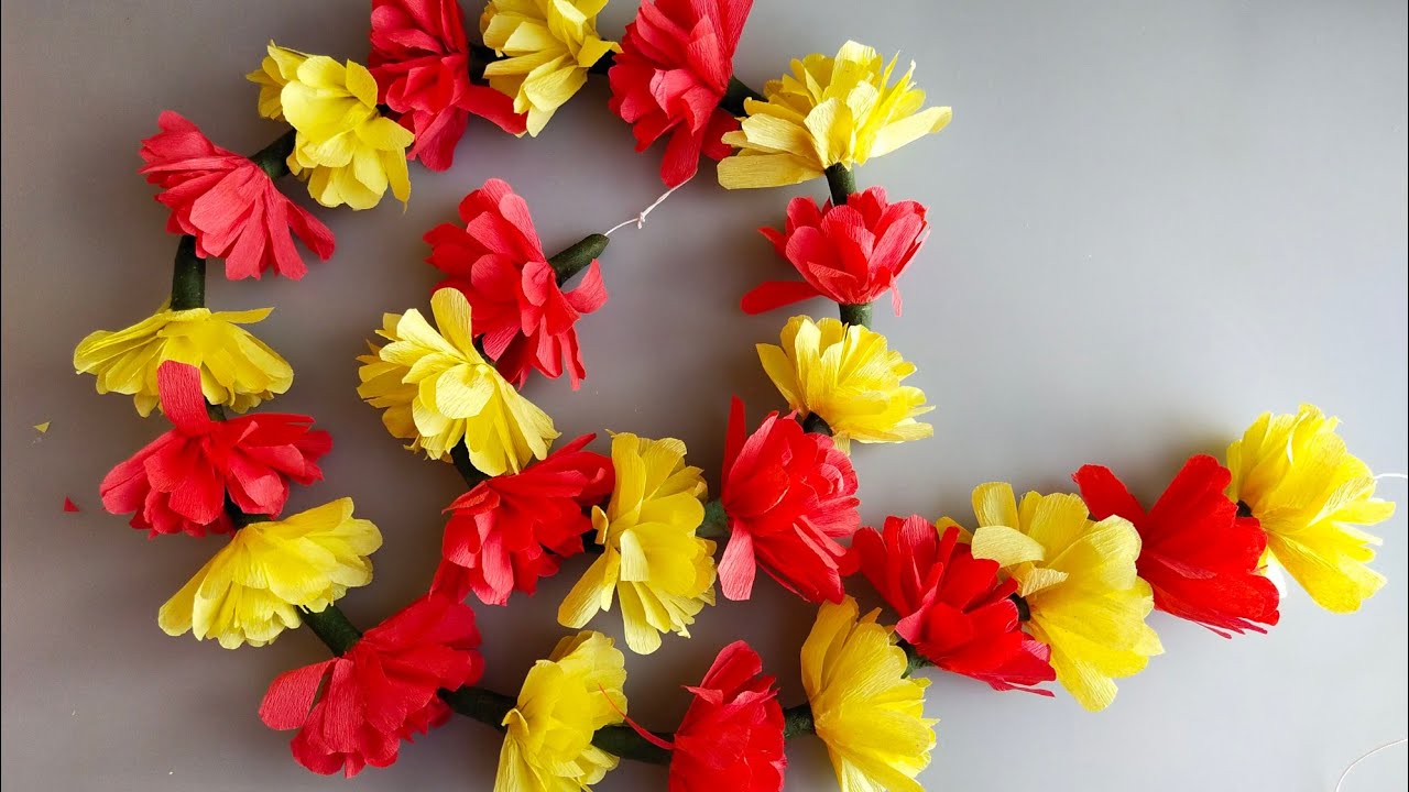 Easy Crepe Paper flowers Door Hanging/Toran/Garland Craft Decoration