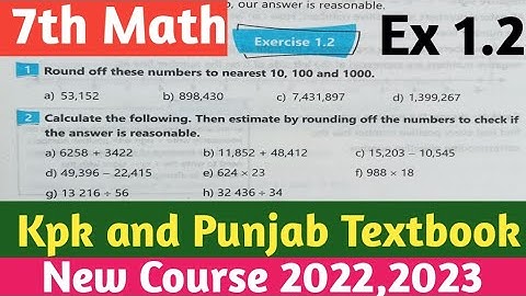Exercise 1.2 unit 1 Rational number Class 7th Math New course 2022 and 2023| kptbb and PTB Ex 1.2
