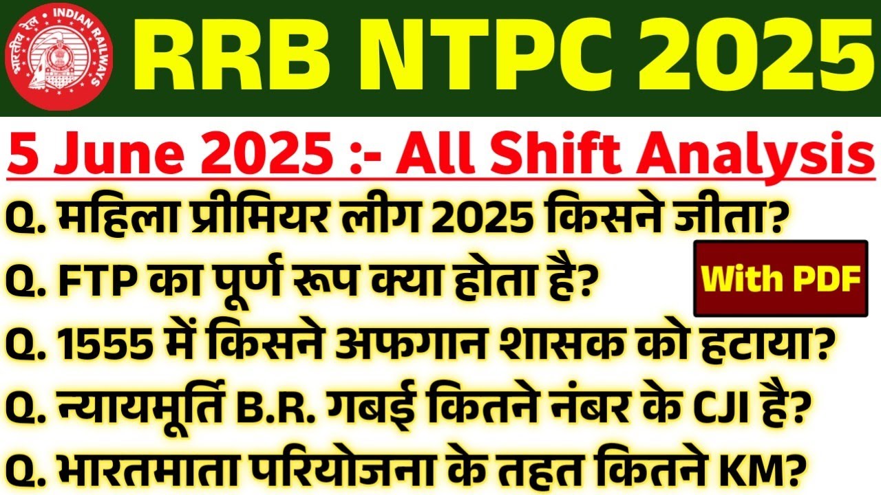 RRB NTPC Analysis 2025 | RRB NTPC Exam Analysis 2025 | RRB NTPC 6 June ...
