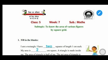 To know the area of various figures by square grid||Class5|Mathematics||Week-7||Worksheet||Solution