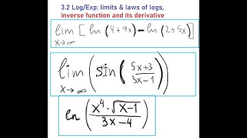 3.1-3.2 Log & Exp: limits and laws of logs, inverse function and its derivative