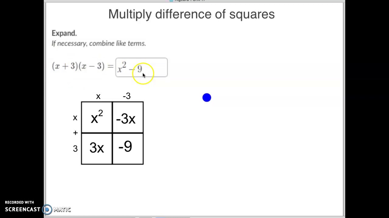 Multiply difference of squares