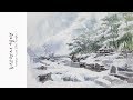 농산정설경choeSSi art /landscape painting/ 최병화수채화/ 노을풍경/tutorial of watercolor