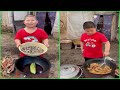 Wonderful  rural life little chef cook food   for grandparent