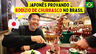 Japonês provando RODÍZIO DE CHURRASCO no Brasil.