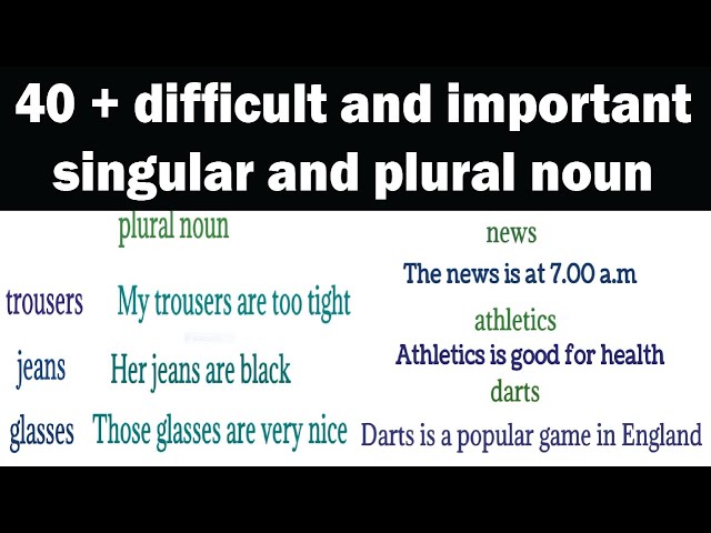 Plural and Singular Nouns Plurals, Singular nouns, Advanced