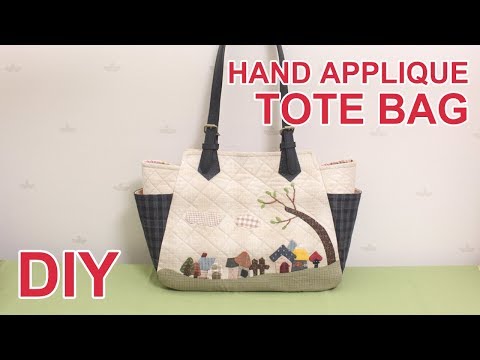 DIY Cute Applique Bag | 귀여운 아플리케 퀼트 가방만들기 | <strong>Quilt</strong> tote bag with side pockets アップリケバッグ #sewingtimes