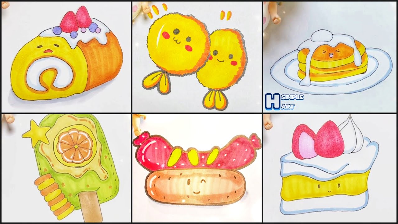 Vẽ đồ ăn cute đáng yêu vẽ hình cute  Cute drawing 12  YouTube