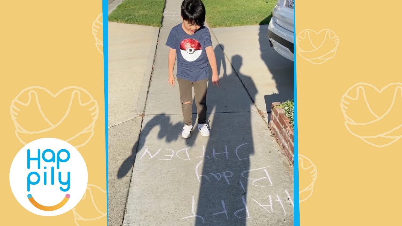 Neighbors Surprise Boy With Sidewalk Messages on Birthday 