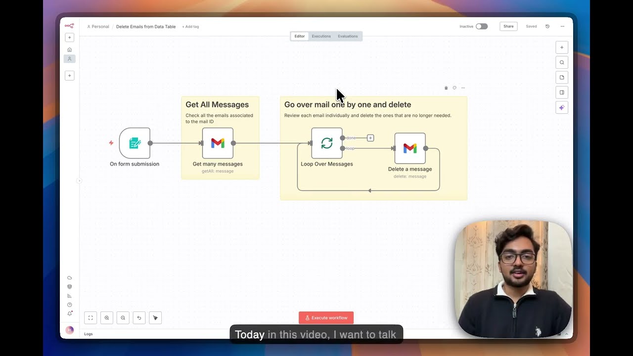 n8n Gmail automation workflow deleting promotional emails
