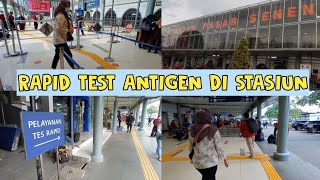 Full Proses Test Antigen di Stasiun Pasar Senen Malam Hari Untuk Syarat Naik Kereta Api Jarak Jauh