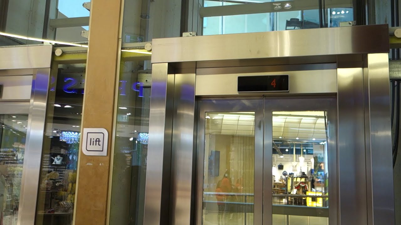 2009 KONE MonoSpace MRL Traction Scenic Elevators @ Solaris Mall, Tallinn, Estonia.