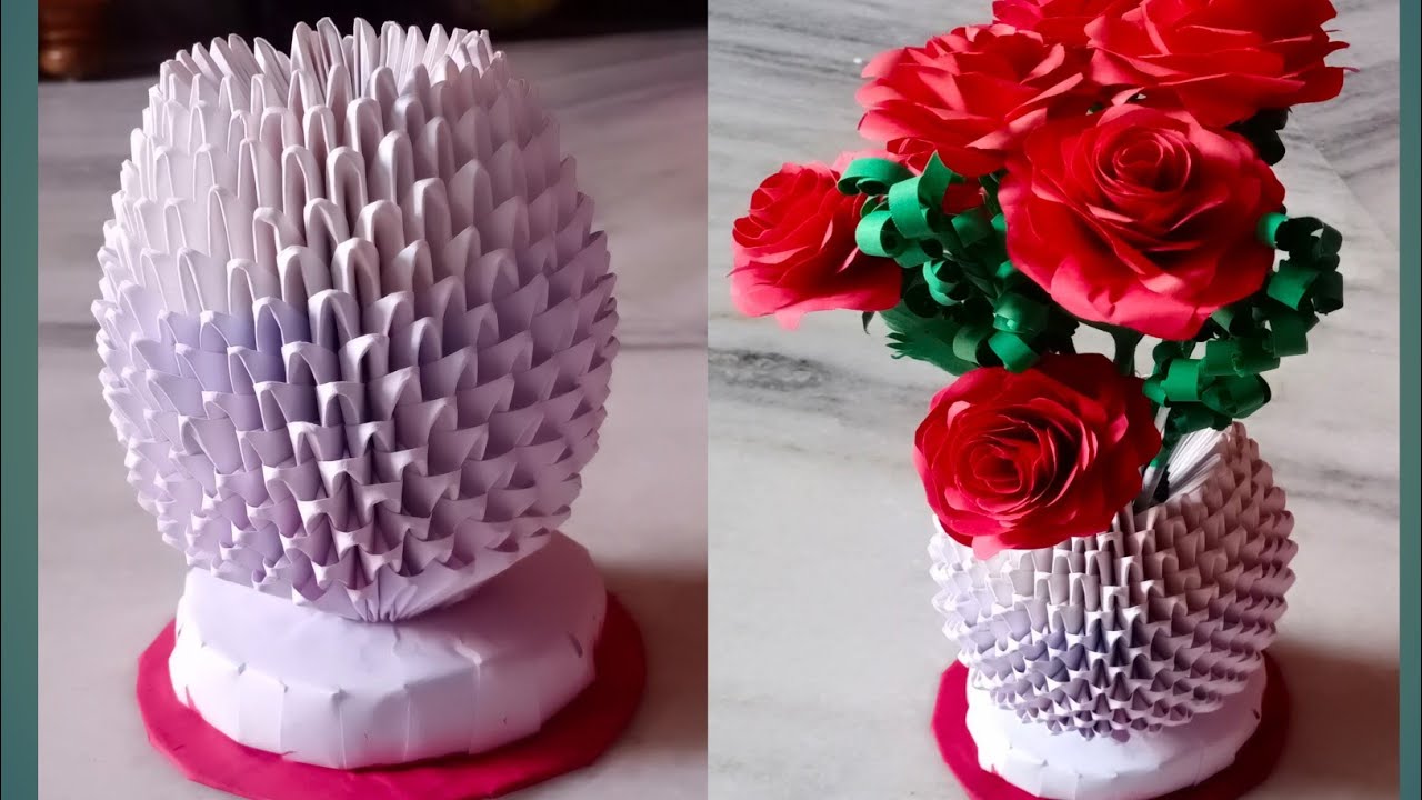 Beautiful flower vase making with paper Flower vase making at home