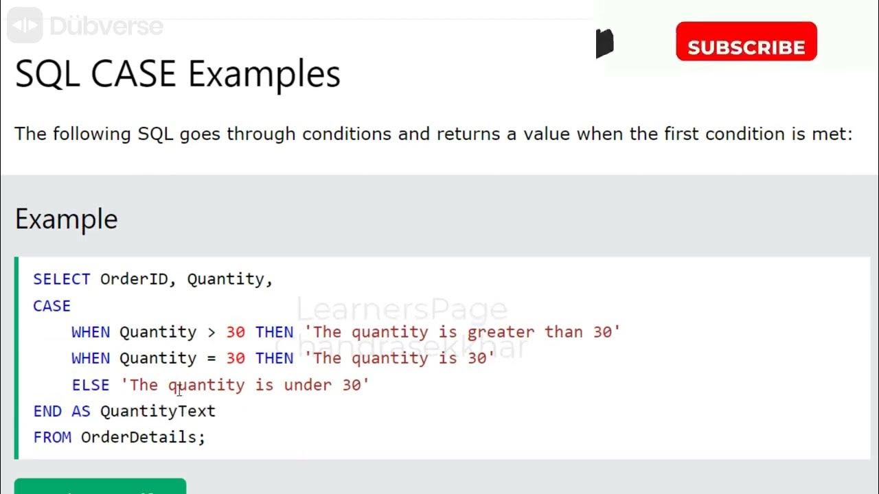 CASE STATEMENT IN SQL WHEN THEN Conditional Statements #SQL - YouTube