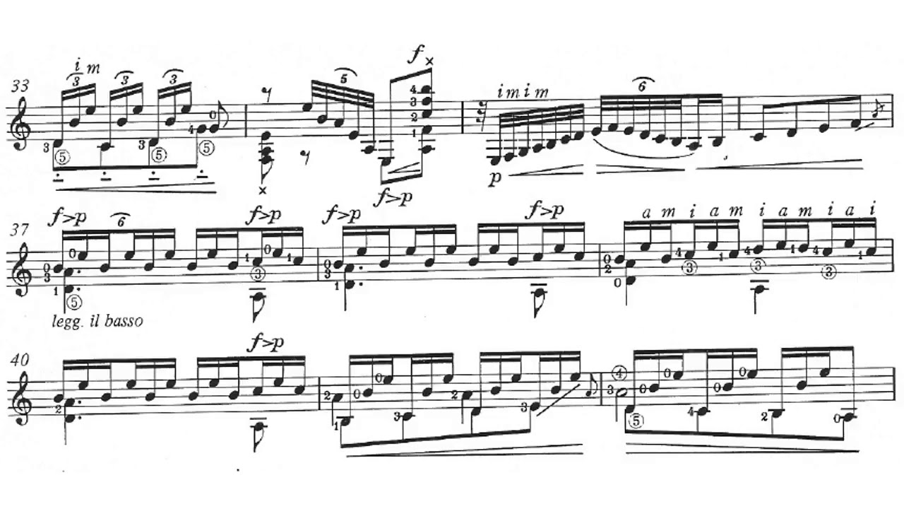 Manuel de Falla - Homenaje: Le Tombeau de Claude Debussy for Guitar (Score video)