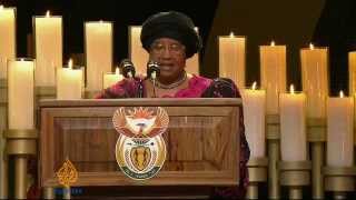 Malawi's President Joyce Banda speaks at Mandela's funeral