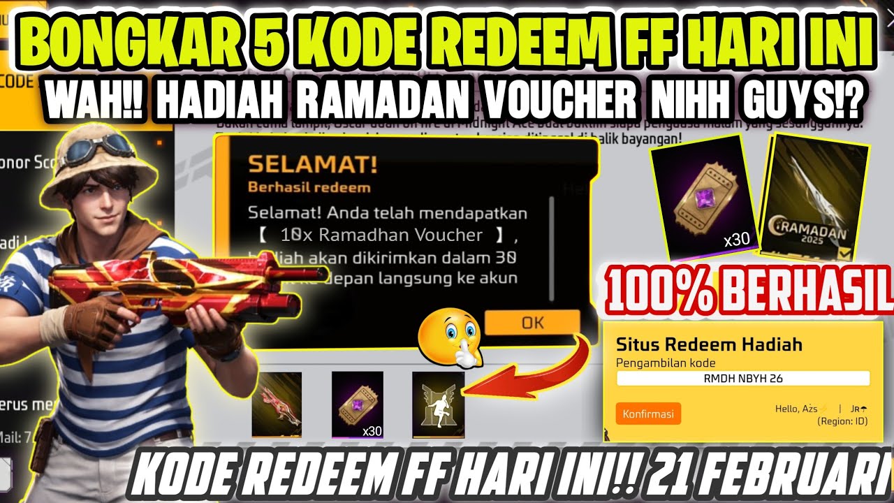KODE REDEEM FREE FIRE TERBARU 21 FEBRUARI 2026 HARI INI | CARA REDEEM FF !!