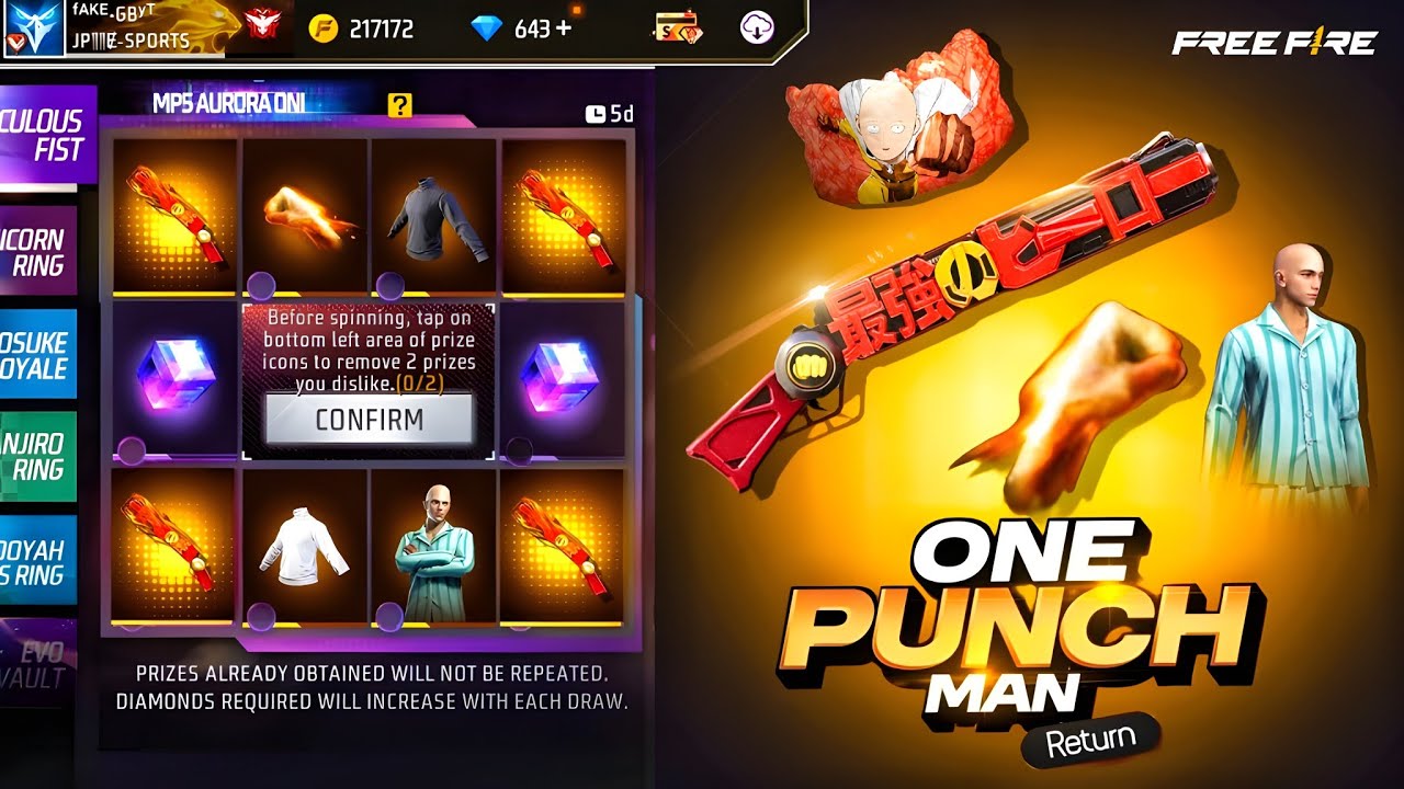 Ob49 100% One Punch Man M1887 Return 💥| free fire new event | ff new event | new event free fire