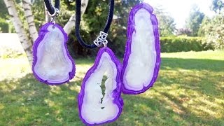 Faux (Fake) Agate Pendant Polymer Clay Tutorial / Arcilla Polimérica