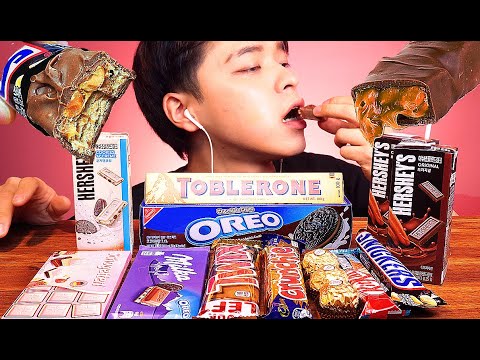 ASMR MUKBANG 여러가지 초콜릿 디저트 먹방 CHOCOLATE DESSERTS SNICKERS KITKAT CADBURY CRUNCHIE OREO MILKA FERRERO