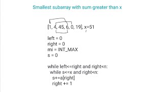 Question-4 Smallest subarray with sum greater than x (Google coding interview question)