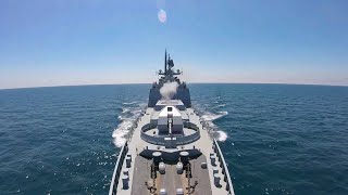 Пуски ракет БРК «Утес» и корабельного ЗРК «Штиль» в ходе двустороннего учения в Черном море