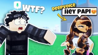Trolling as a GIRL with a DEEP VOICE on Roblox Voice Chat!!!