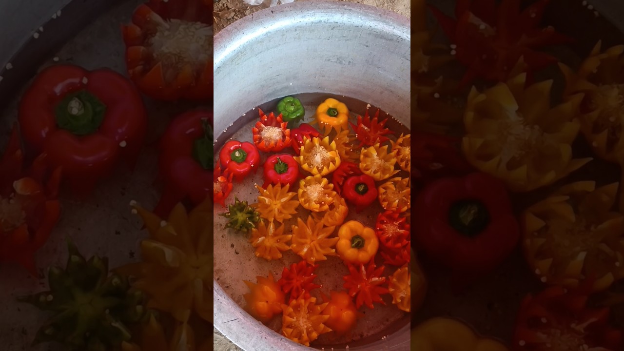 Bell Pepper Flower Making For Carving Garnishing 🌹👌 