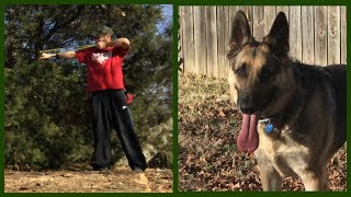 I'm practicing with my sling-shot while Odin Attacks Firewood! Subs...