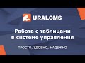 UralCMS: работа с таблицами в системе управления
