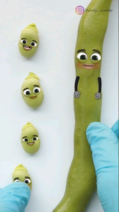 Macro C-Section on a Bean - 3 BOYS AND A GIRL❤️  #animation #cute #foodsurgery