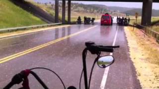 Hail while riding out to Devils Tower