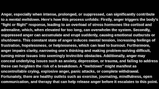 How To Manager Anger That Could Lead To Mental Breakdown,