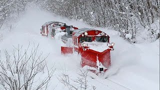 除雪作業にあたるラッセル車