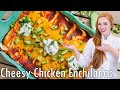 The Best Chicken Enchiladas Recipe!! With CHEESE, Juicy Chicken & Red Taco Sauce