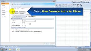 How to show Developer Tab in MS Excel 2007