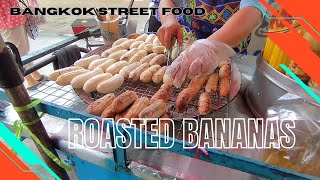 Roasted Bananas In Bangkok City. Thai Street Food