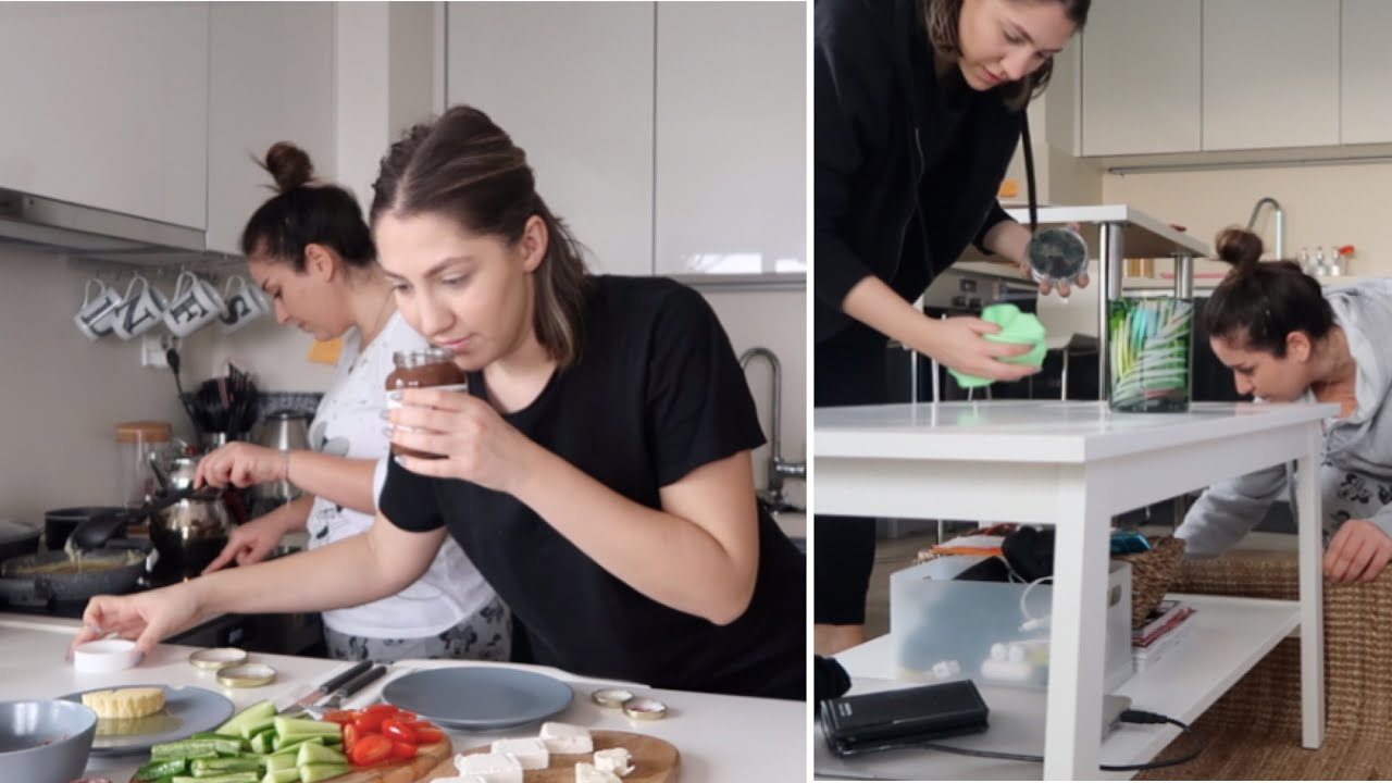 EVDE KIZKIZA! 👯‍♀️ | KAHVALTI, DİP KÖŞE TEMİZLİK, KEK YAPMAYA ÇALIŞMAK(..)