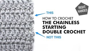 Chainless Starting Double Crochet :: Crochet Technique :: Right Handed