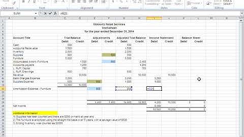 10 column worksheet   inventory video