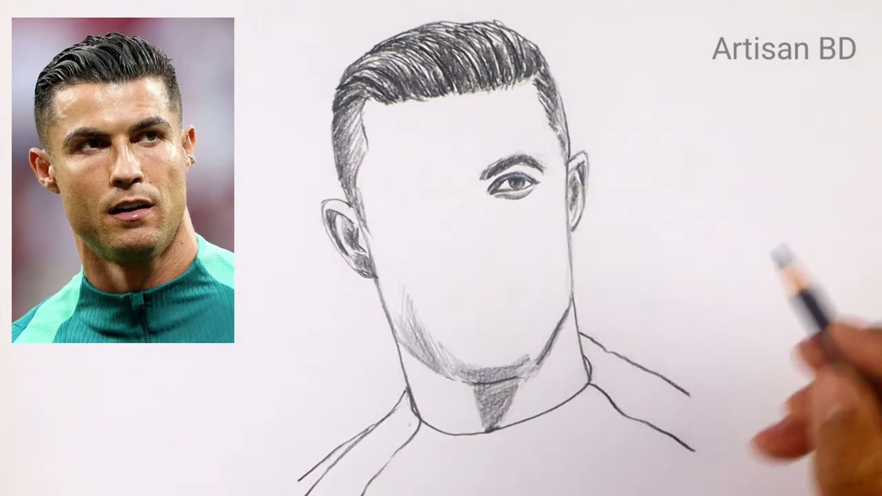 Cristiano Ronaldo | Easy Pencil Sketch | Ronaldo Drawing | Step By