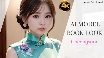 【 4K 】 AI art 승무원 | lookbook model | Cheongsam | 치파오 | チャイナドレス