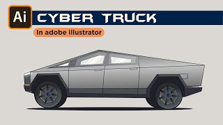 Adobe illustrator tutorial- Tesla Cybertruck design | Flat vector design