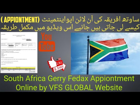 How to get South Africa Gerry Fedax Appiontment online by VFS GLOBAL Website