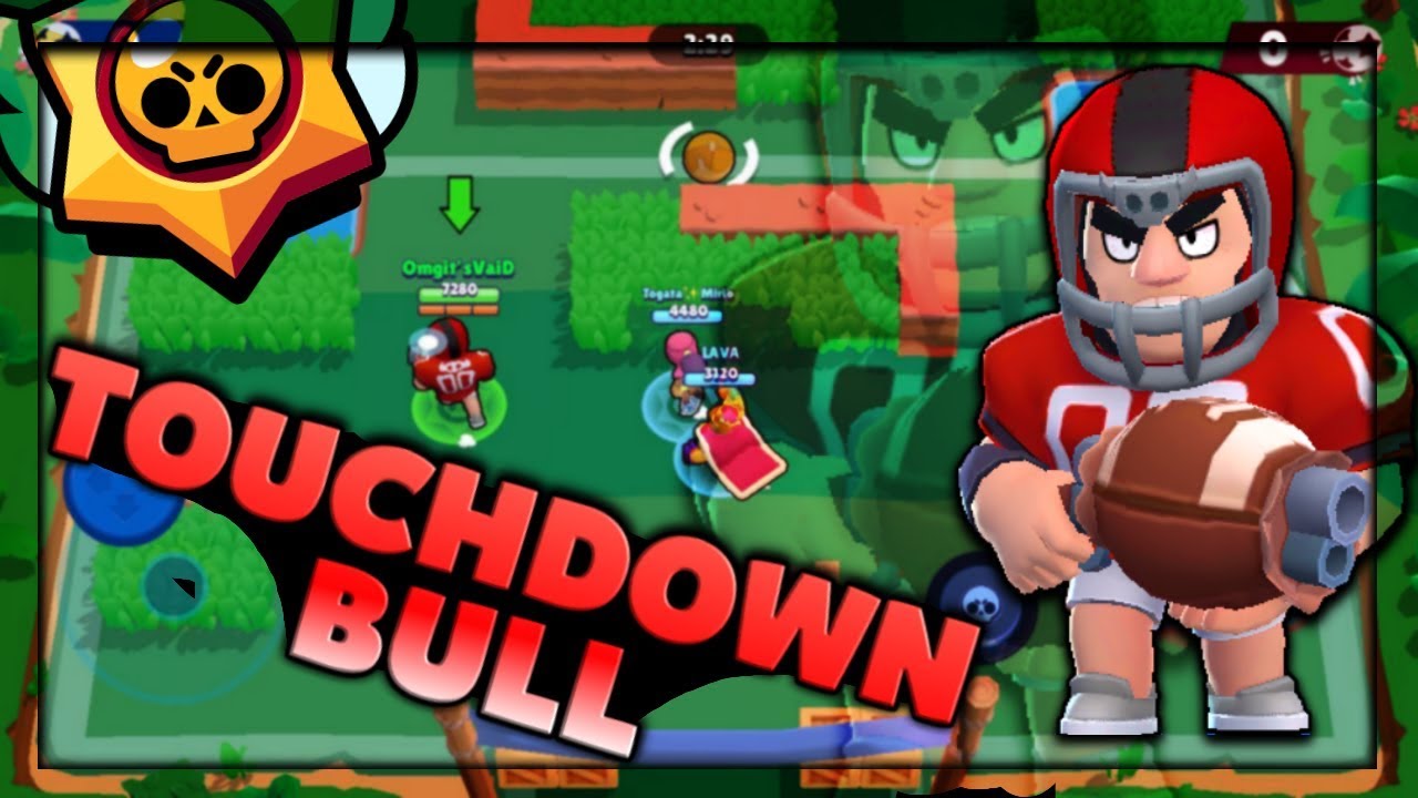 Trying To Carry Randoms With Touchdown Bull New Bull Skin Gameplay Brawl Stars Youtube - brawl stars touchdownbull lukey