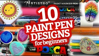 10 EASY Paint Pen Designs for Beginners || Easy Stone Painting Ideas || Rock Painting 101